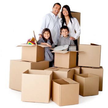 Packing and loading furniture into a hired removal truck